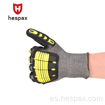 Guantes resistentes de corte de nitrilo arenoso de pantalla táctil Hespax